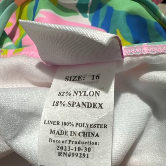 Kanu Surf Beach Sport 1-Piece Swimsuit, Riza Tropical Bright Colors Size 16 - Picture 4 of 6